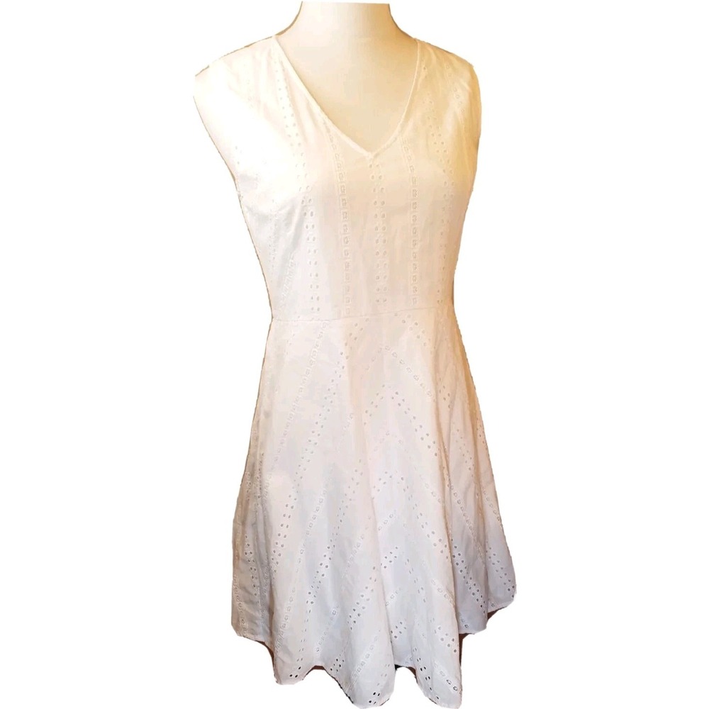 Draper James Womens A-line Dress Sz 6 White Eyelet Cotton Beachy Bridal Coastal